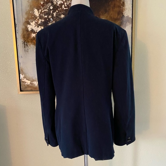 Vintage Classic Ralph Lauren leather Indigo navy blue blazer jacket size 14 EC - Picture 14 of 14